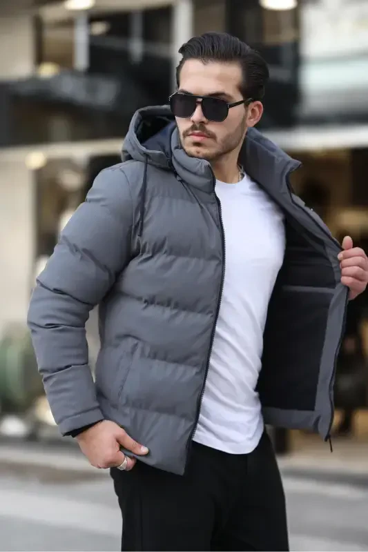 Emblem Carbon Leather Jacket Hooded PLDP 2959-GRAY - 2