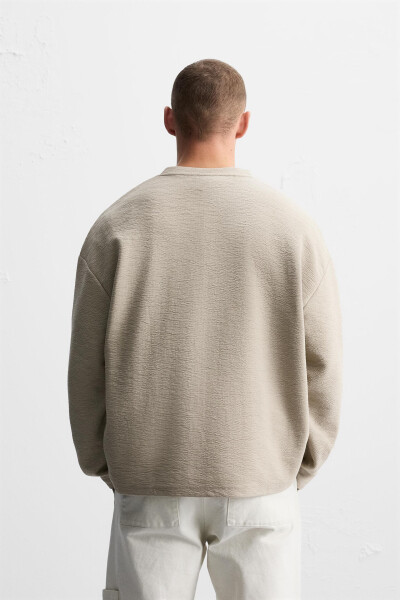 Embossed Jacquard Sweatshirt (Beige) - 3