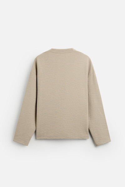 Embossed Jacquard Sweatshirt (Beige) - 8