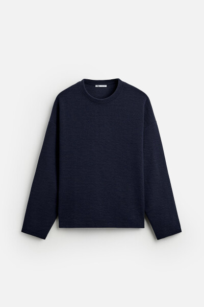 Embossed jacquard sweatshirt, navy blue. - 6