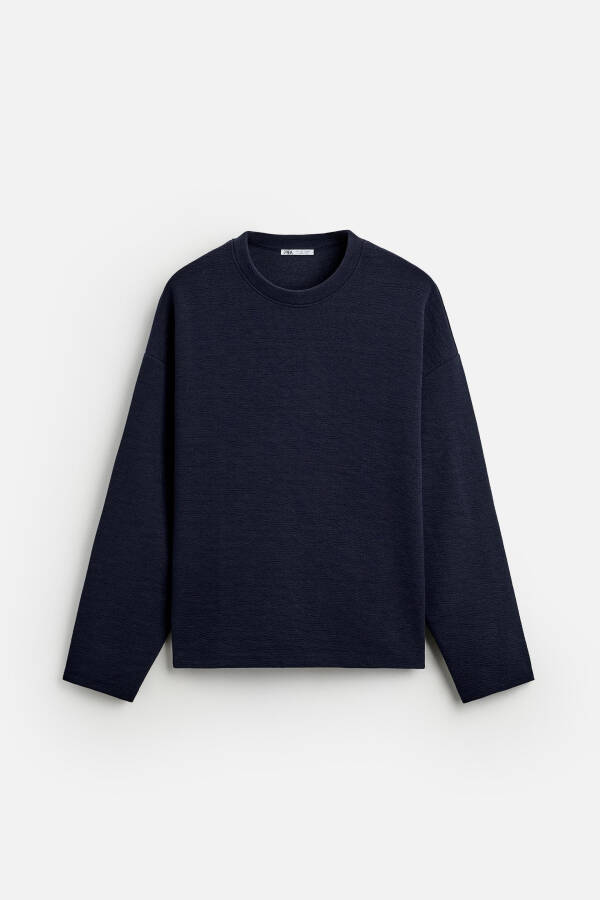 Embossed jacquard sweatshirt, navy blue. - 6