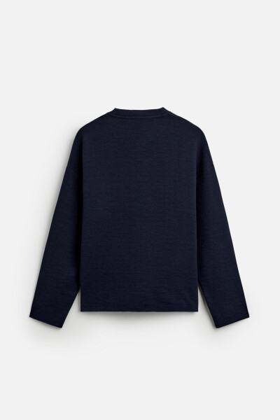 Embossed jacquard sweatshirt, navy blue. - 7