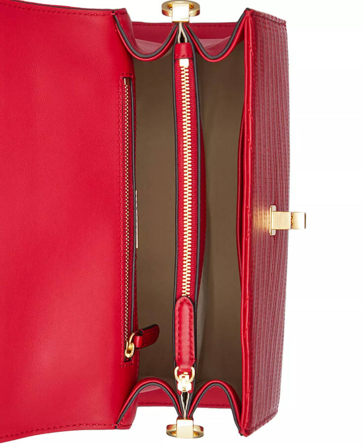 Embossed Leather Farrah Satchel Festival Red - 5