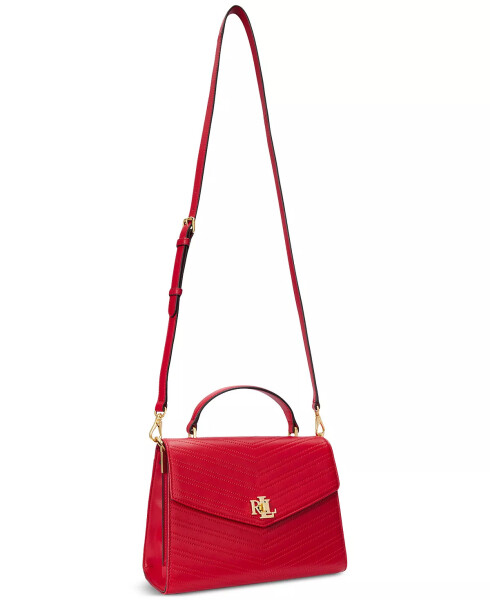 Embossed Leather Farrah Satchel Festival Red - 7