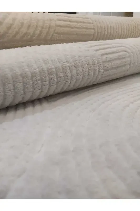 Embossed Non-Slip Floor Room Living Room Corridor Kitchen Rug Runner Cream - 2