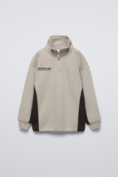 EMBOSSED SLOGAN SWEATSHIRT-Taupe Brown Gray - 2