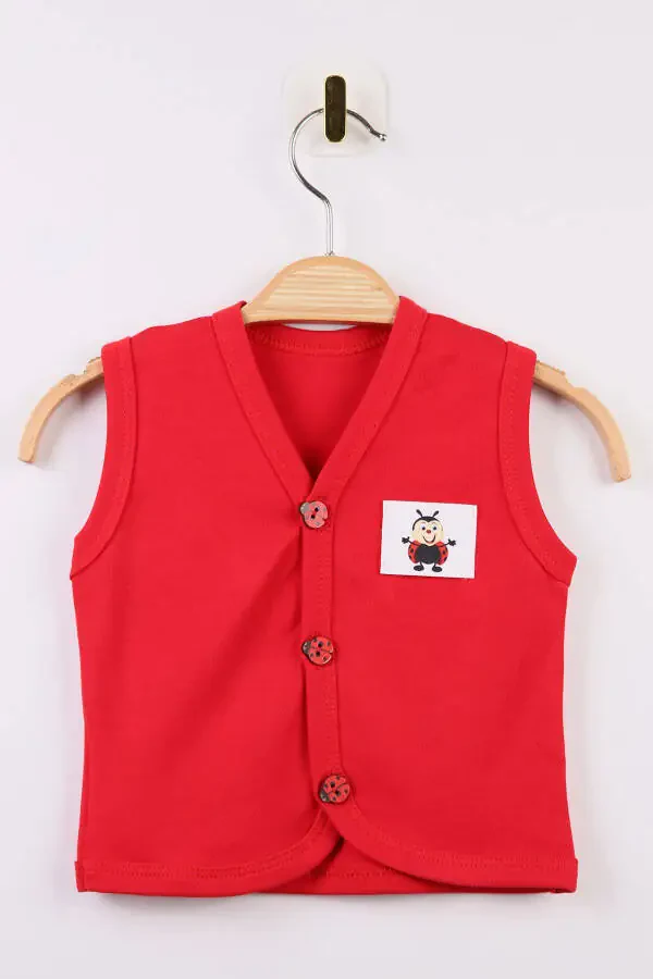 Embroidered baby vest, 100% organic cotton, soft texture. Seasonal unisex vest. - 1