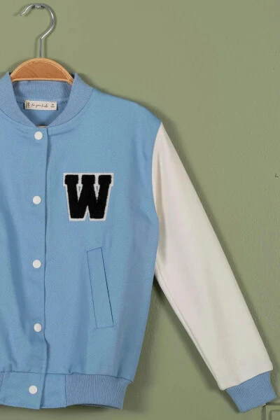 Embroidered Blue Girls College Jacket - 4