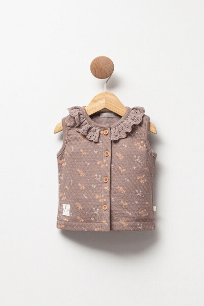 Embroidered, Button-Front Baby Girl Vest - 1