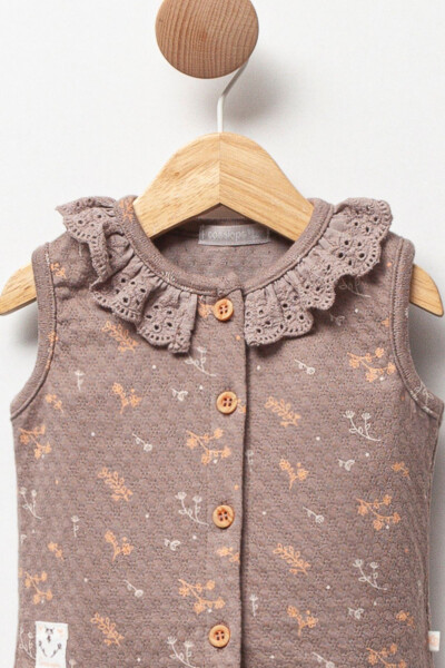 Embroidered, Button-Front Baby Girl Vest - 3