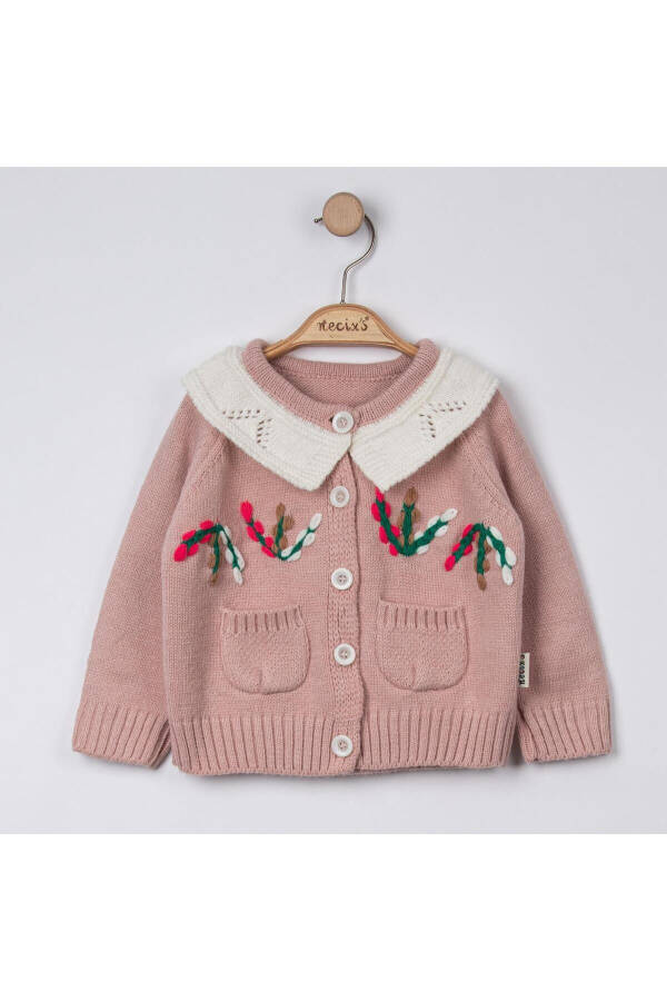 Embroidered buttoned baby girl cardigan - 1