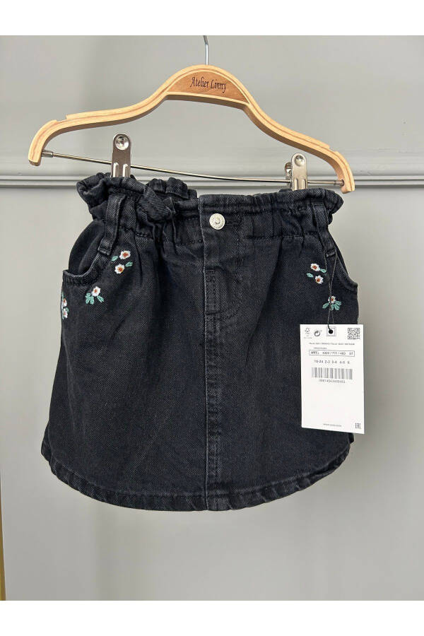 Embroidered Denim Skirt with Elastic Waist for Girls & Kids (Sizes Run Small) - 1