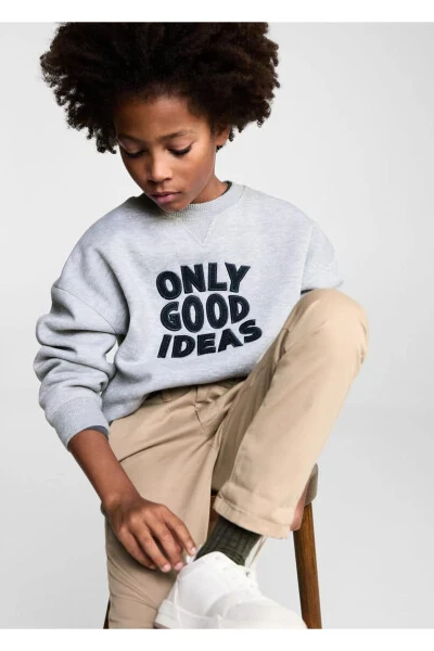 Embroidered Detail Cotton Sweatshirt - MANGO KIDS (1)