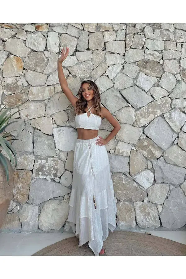 Embroidered Detail Long Bohemian Skirt - 4