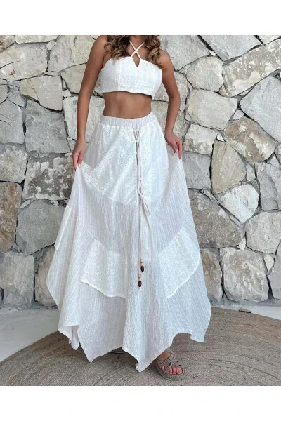 Embroidered Detail Long Bohemian Skirt - 5