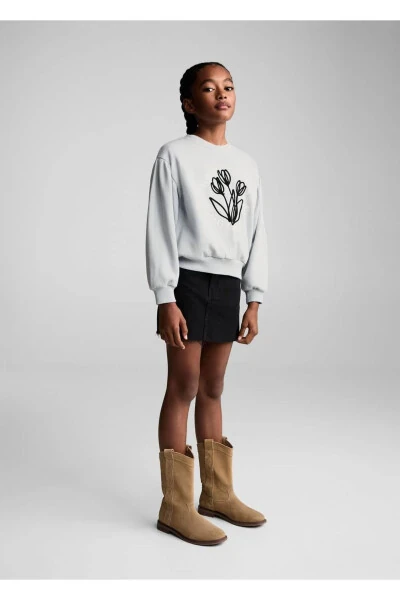 Embroidered detailed cotton sweatshirt - MANGO KIDS (1)
