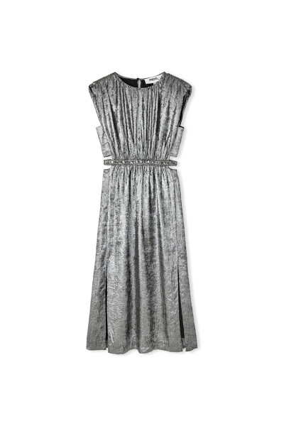 Embroidered dress with a shiny texture - 3