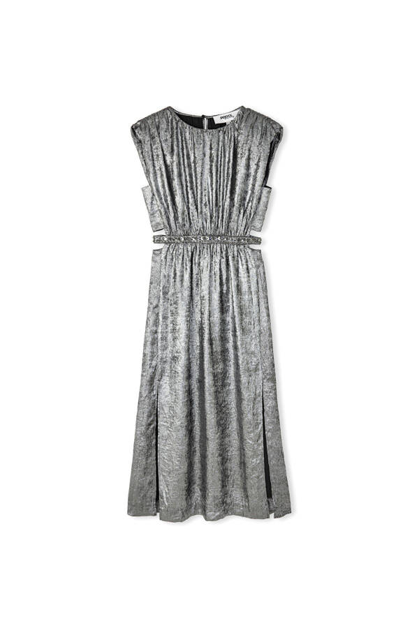 Embroidered dress with a shiny texture - 3