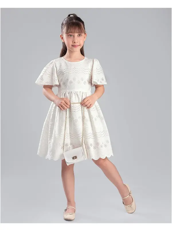 Embroidered Dress with Backpack for Girls - 2