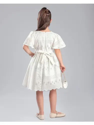 Embroidered Dress with Backpack for Girls - 3