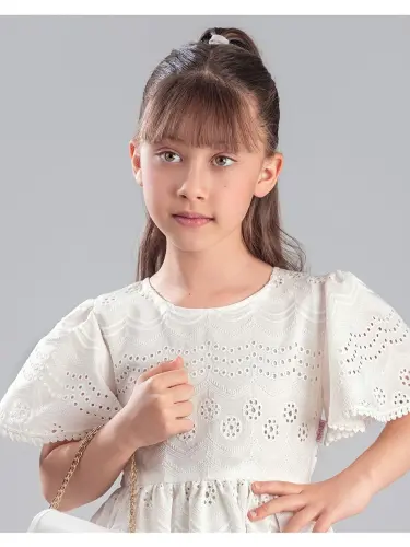 Embroidered Dress with Backpack for Girls - 4