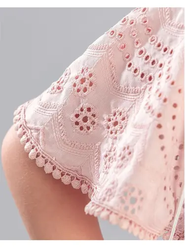 Embroidered Dress with Bag for Girls - 5