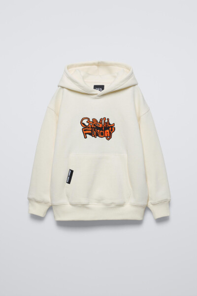 EMBROIDERED HOODED SWEATSHIRT - Ecru - 2