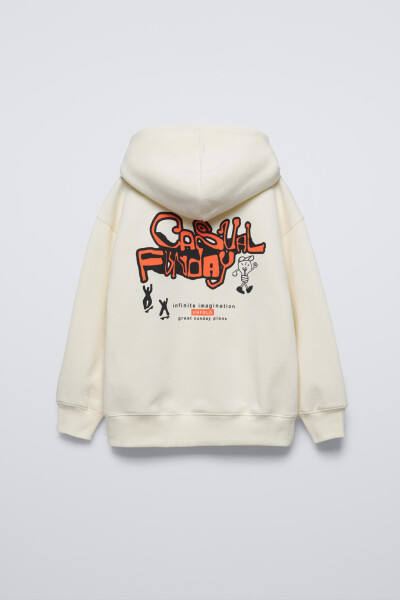 EMBROIDERED HOODED SWEATSHIRT - Ecru - 3