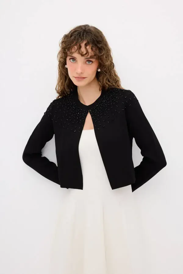 Embroidered Knit Cardigan-001 - 1