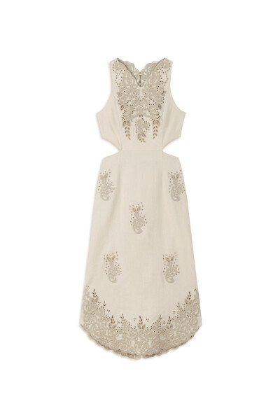 Embroidered linen dress - 10