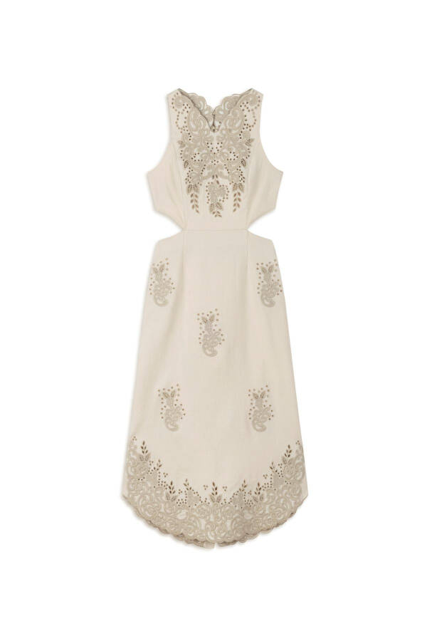 Embroidered linen dress - 10