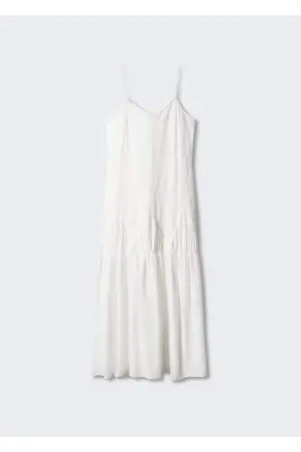 Embroidered long dress-White - 3