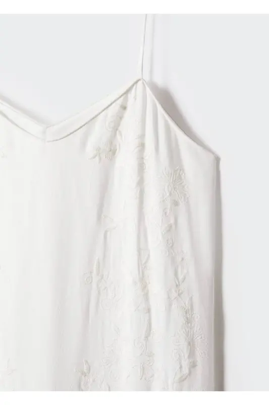 Embroidered long dress-White - 6