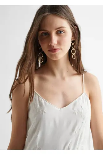 Embroidered long dress-White - 7