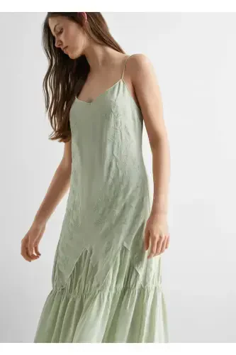 Embroidered maxi dress-Green - 1