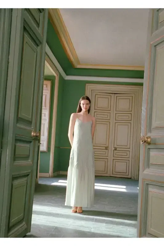 Embroidered maxi dress-Green - 5