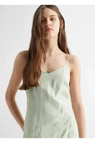 Embroidered maxi dress-Green - 7