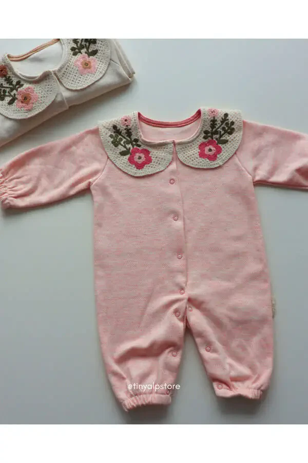 Embroidered Neck Basic Stylish and Comfortable Fabric Newborn - 1