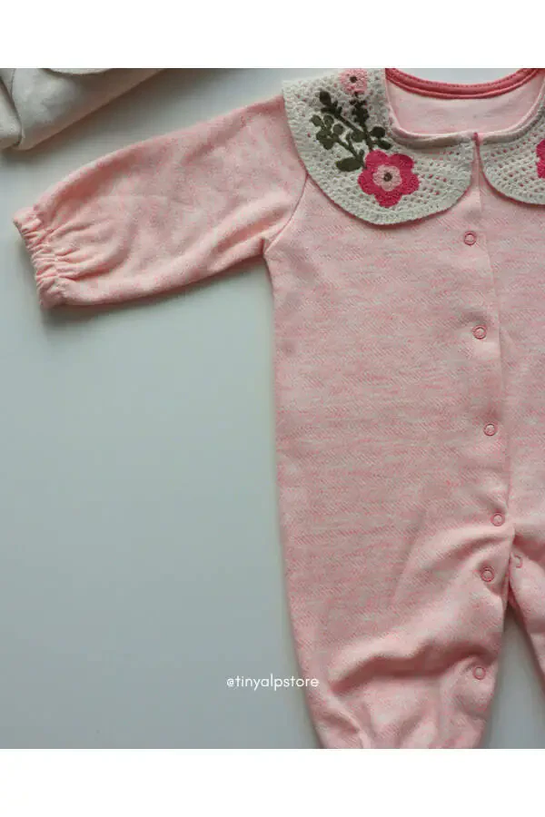 Embroidered Neck Basic Stylish and Comfortable Fabric Newborn - 3