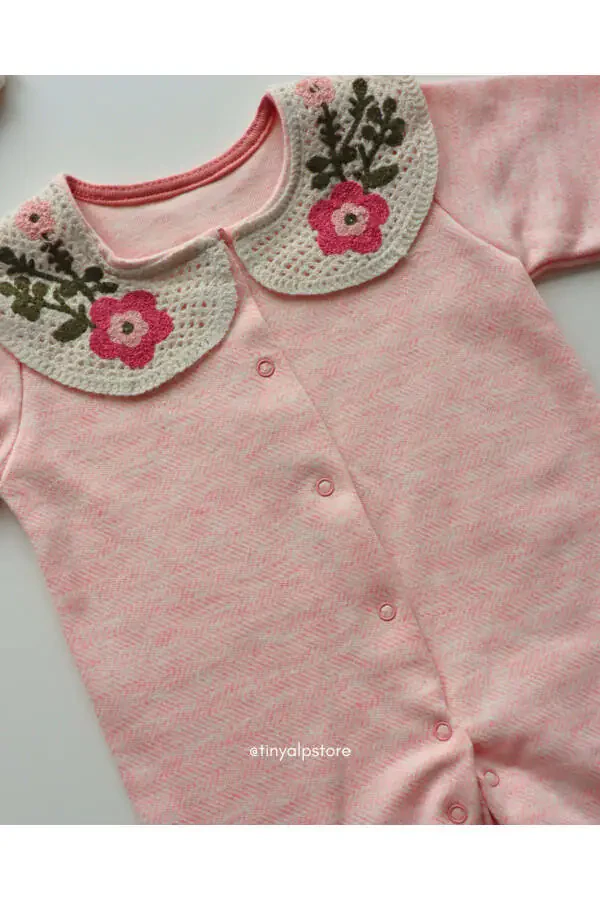 Embroidered Neck Basic Stylish and Comfortable Fabric Newborn - 4
