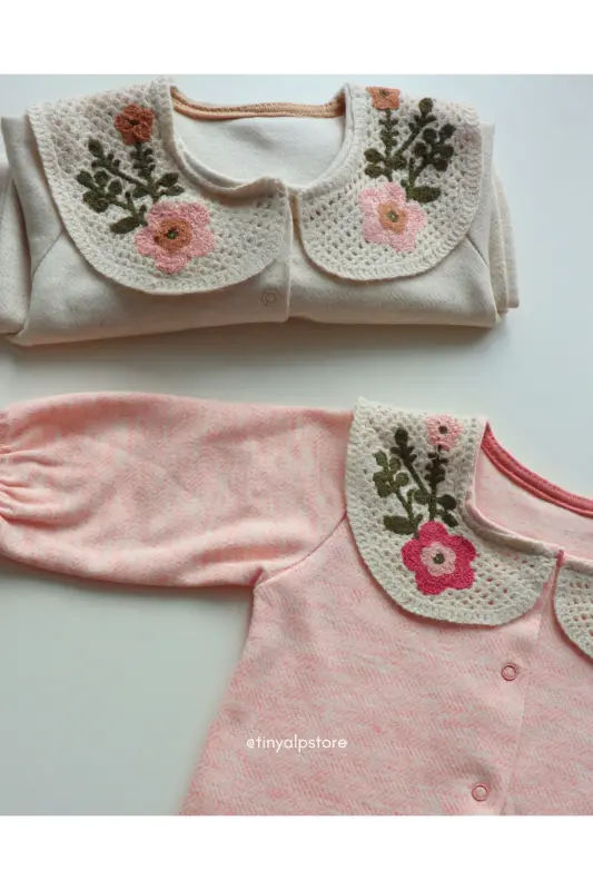 Embroidered Neck Basic Stylish and Comfortable Fabric Newborn - 3