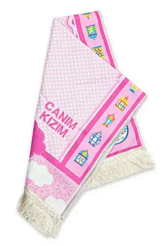 Embroidered Personalized Digitally Printed Children's Prayer Rug Pink - IHVAN ONLINE (1)