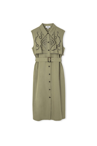 Embroidered poplin dress - 3