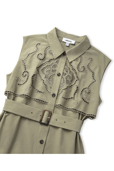 Embroidered poplin dress - 4