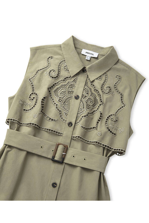 Embroidered poplin dress - 4