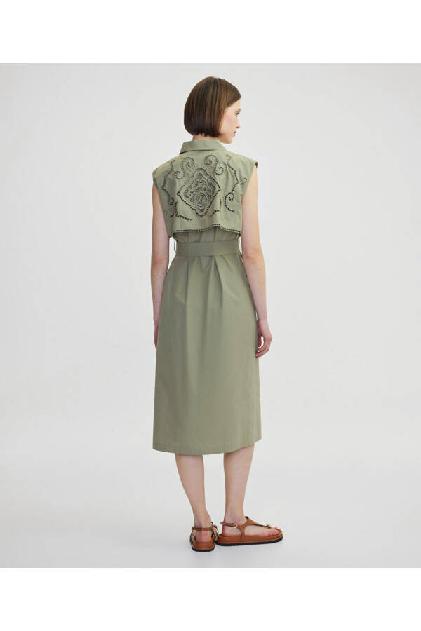 Embroidered poplin dress - 5