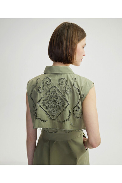 Embroidered poplin dress - 6