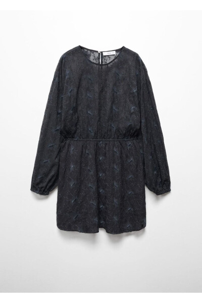 Embroidered Puff Sleeve Dress - 3