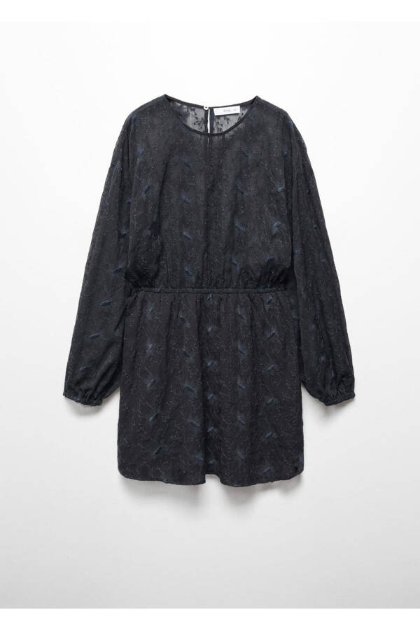 Embroidered Puff Sleeve Dress - 3