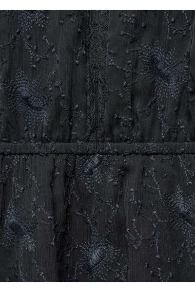 Embroidered Puff Sleeve Dress - 6